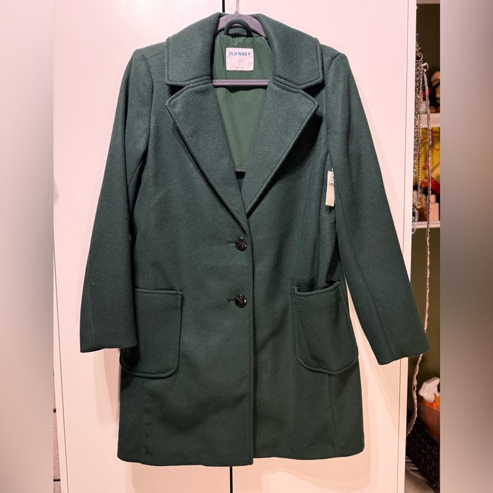 Old Navy Women's Dark Green Pea Coat